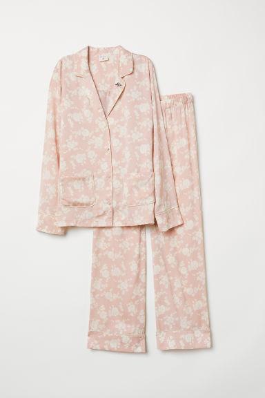 H & M - Pigiama In Satin - Rosa