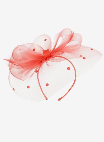 Womens **showcase Coral Spotted Bow Fascinator- Coral, Coral