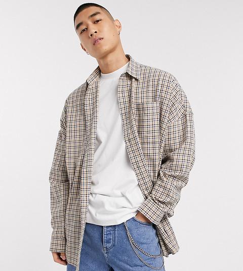 Collusion Drop Shoulder Oversized Check Shirt-neutral