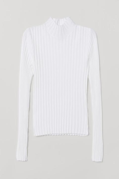 H & M - Pullover A Dolcevita Aderente - Bianco