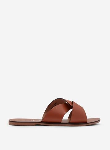 Womens Tan Leather 'jetson' Sliders - Brown, Brown