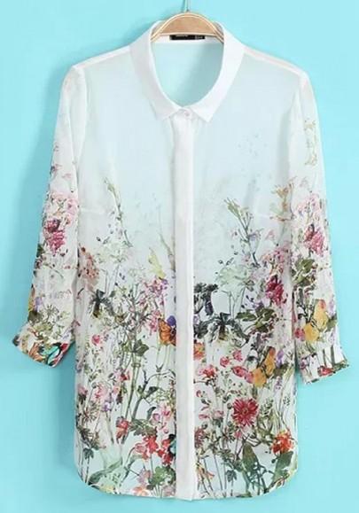 Blusa Estampado Floral Manga Larga La Gasa Multicolor