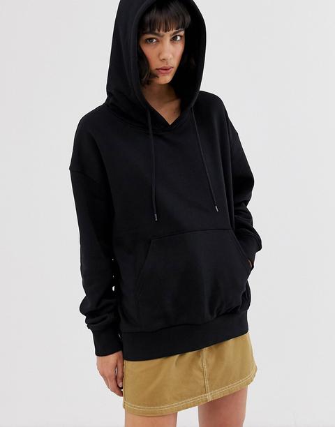 Sudadera Extragrande Con Capucha En Negro De Weekday