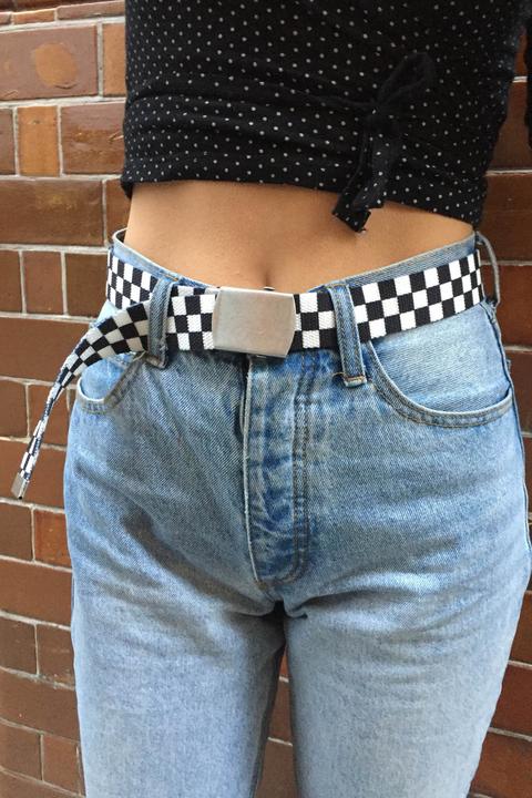 Black And White Checked Belt