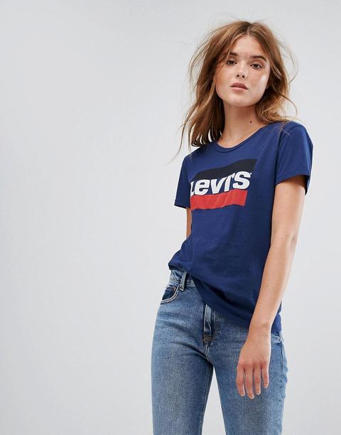 Camiseta Azul Marino Con Logo Vintage De Levi's