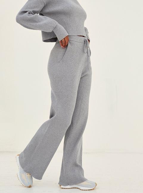 Daisy Wide Leg Knitted Trouser Grey