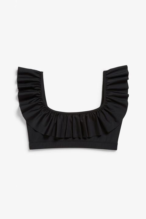 Ruffled Bikini Top - Black