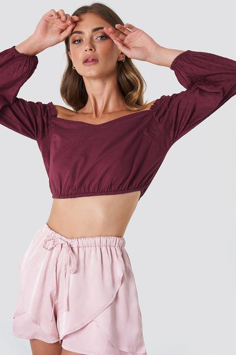 Off Shoulder Balloon Sleeve Top Rot