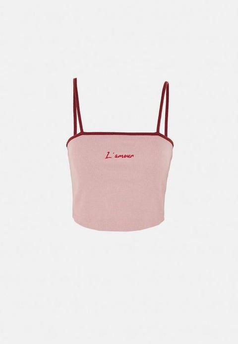 Red L'amour Contrast Strap Crop Top, Red