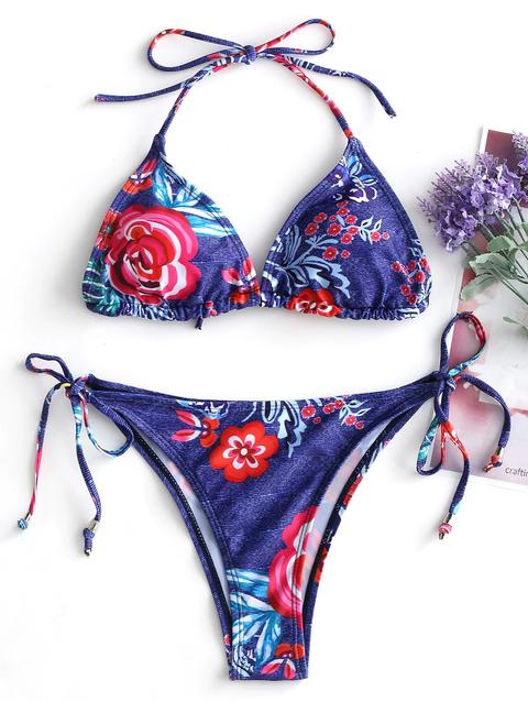 Bikini Floreale Con Stringhe