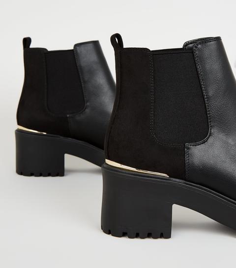 Black Leather-look Chunky Chelsea Boots New Look Vegan