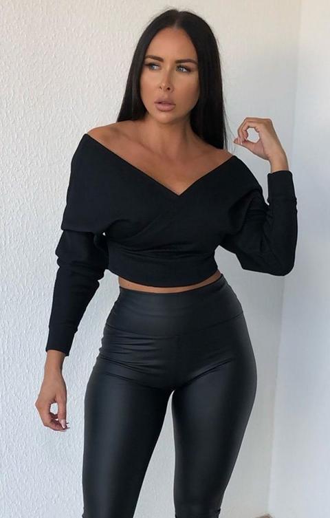 black ribbed off the shoulder top