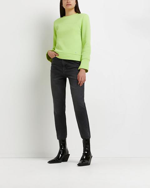 Lime Shoulder Pad Neck Detail Sweat