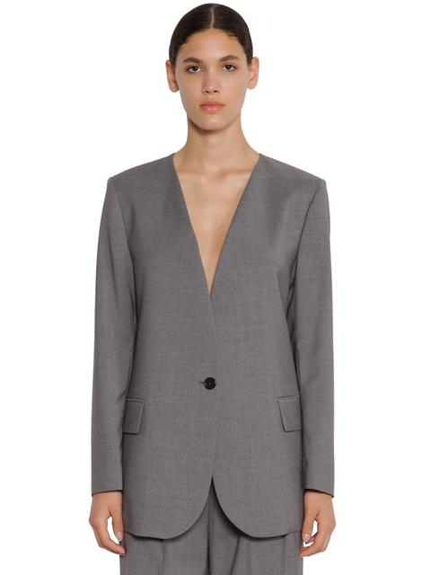 Msgm | Mujer Blazer De Fresco De Lana Gris 38