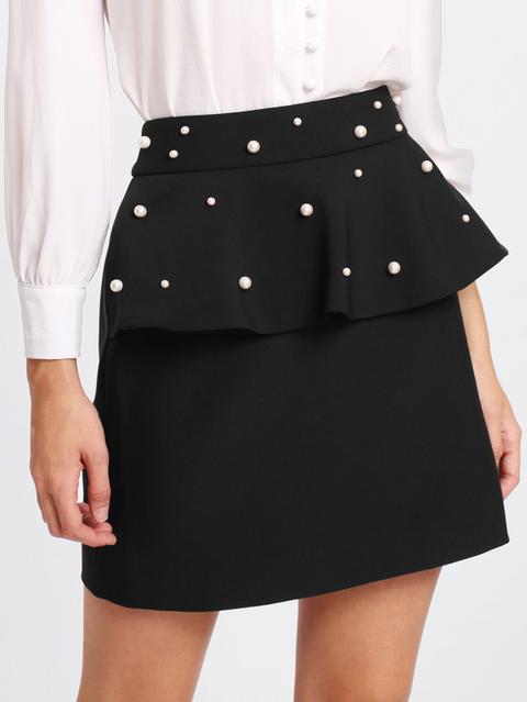 Falda Con Perla Y Volantes