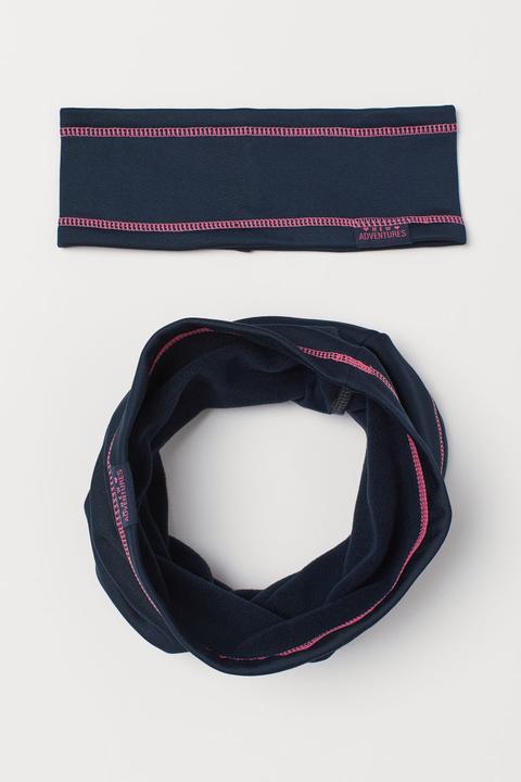 Tube Scarf And Headband - Blue