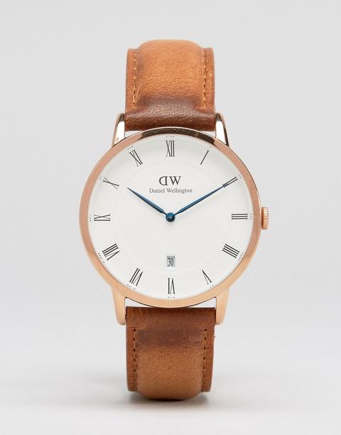 Daniel Wellington - Dapper Durham Rg - Orologio Rosa Oro Con Cinturino In Pelle Da 38 Mm - Cuoio