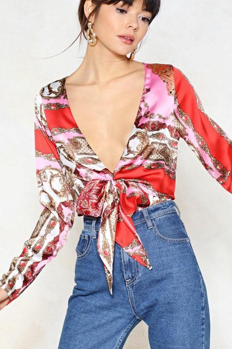 Womens Why Knot Printed Bodysuit