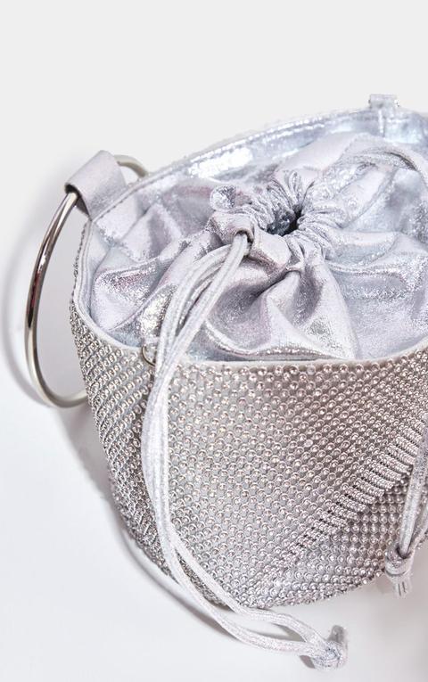 Silver Diamante Bucket Bag