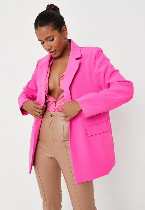 Neon Pink Oversized Blazer, Pink