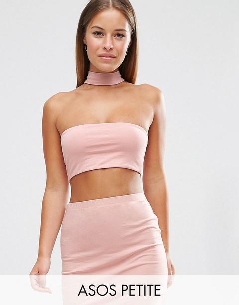 Top Corto Palabra De Honor Con Detalle De Gargantilla De Asos Petite