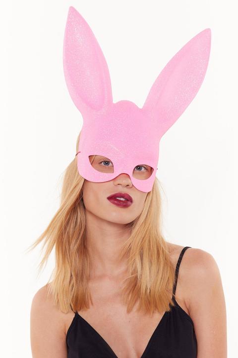 Womens Dangerous Woman Glitter Bunny Mask