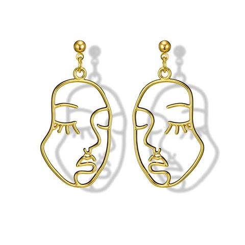 Hollow Face Design Drop Earrings 1pair