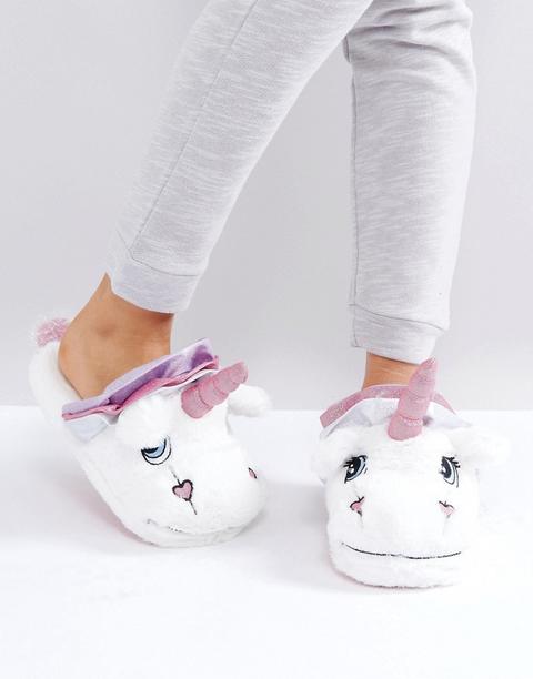 Asos - Nevada Moon - Pantofole Con Unicorno - Bianco