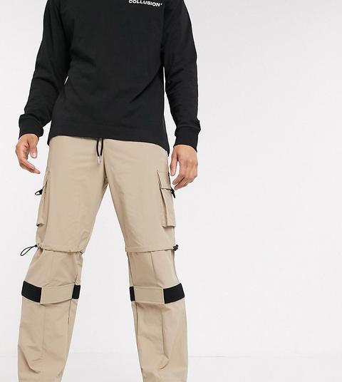 Collusion Nylon Trouser With Panels-brown