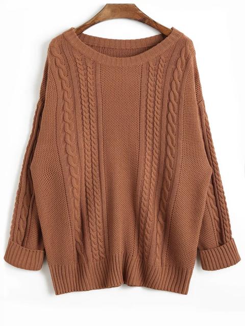 Maglione A Trecce A Caviglia Coffee