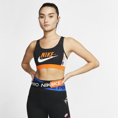 Nike Swoosh Icon Clash Sujetador Deportivo De Sujeción Media Con Almohadilla De Una Sola Pieza Con Estampado - Mujer - Negro