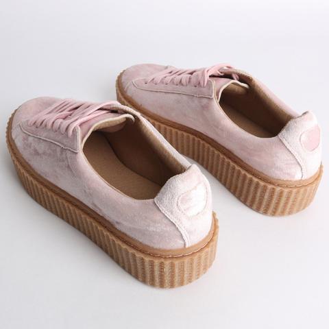 Yinka Creepers In Pink Crushed Velvet