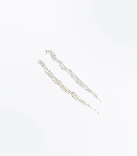 Silver Diamanté Wavey Drop Earrings