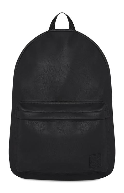 Mochila De Cuero Sintético Negra