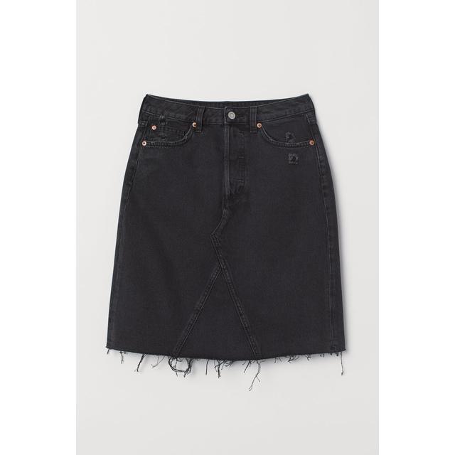 black denim skirt knee length