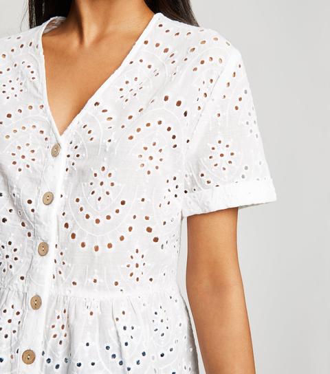 white broderie peplum top