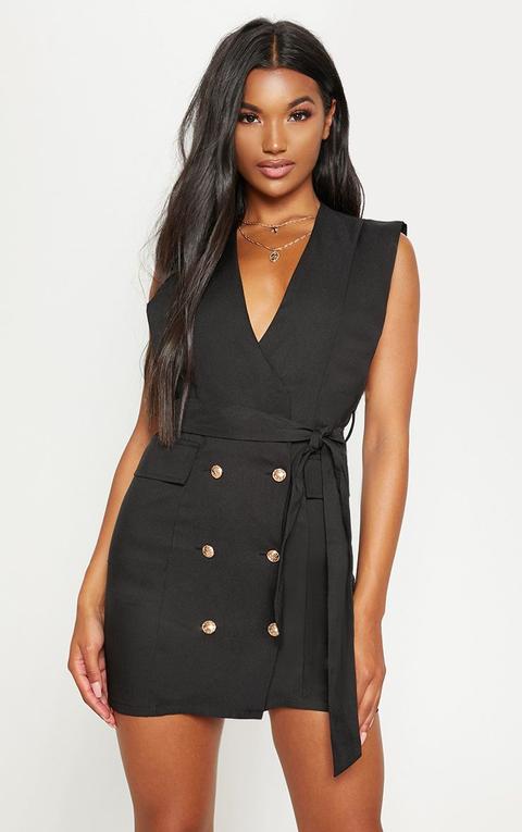 black blazer dress gold buttons