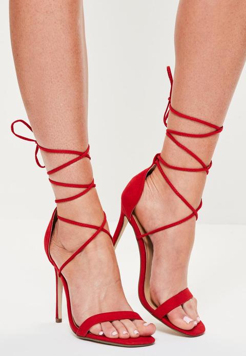 red sandals lace up
