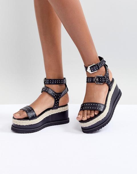 Sandalias Estilo Alpargata Con Plataforma Y Tachuelas De Boohoo