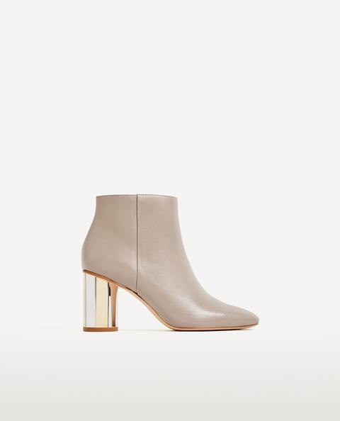 Stivaletto Pelle Tacco Metallo