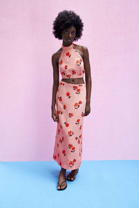 Top Estampado Con Lino
