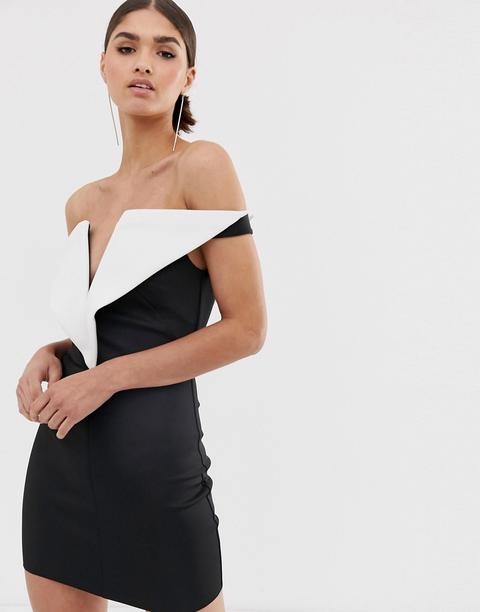 Asos Design - Vestitino Monocromatico Con Scollo A V Sul Davanti - Nero