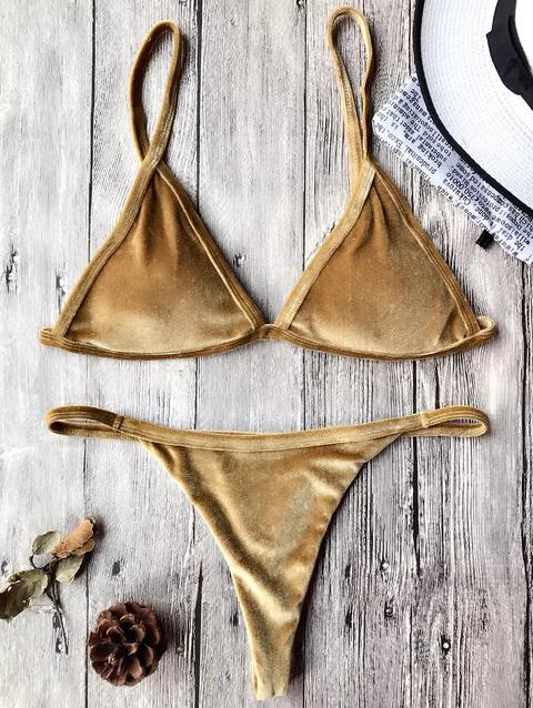 Bikini Perizoma In Velluto Con Stringhe Peacock Blue Burgundy Jacinth Gray Gold Brown Pink Blackish Green Deep Green