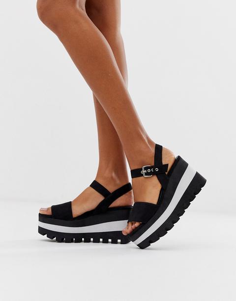 Qupid Sporty Flatform Sandals-black