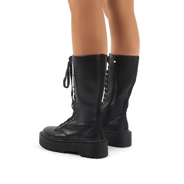 chunky knee high lace up boots