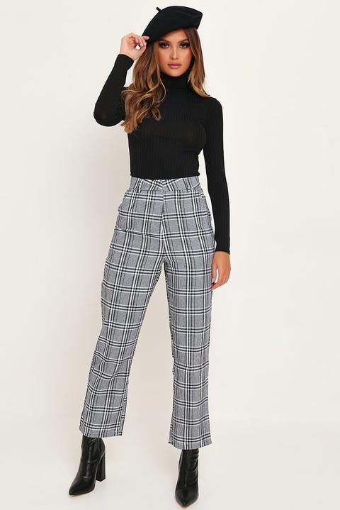 Grey Checked Tailored Trousers