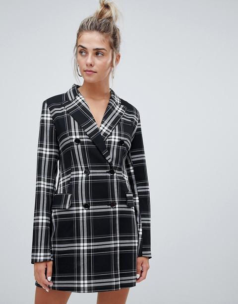 Bershka - Robe Blazer À Carreaux - Multicolore - Multi