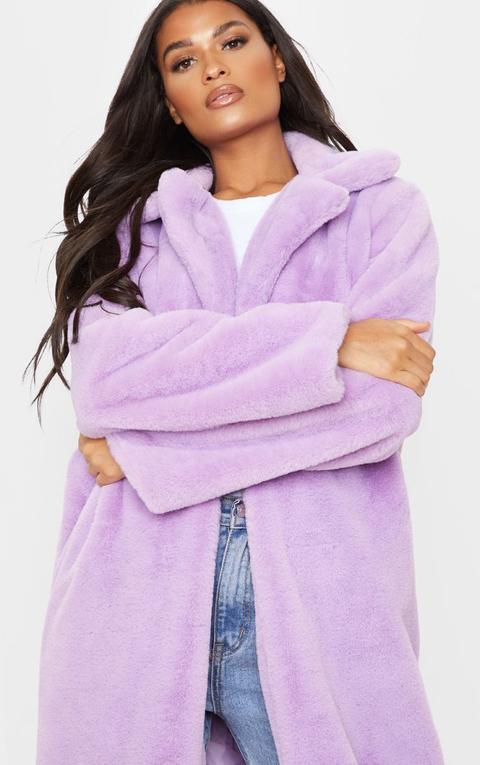 lilac faux fur coat