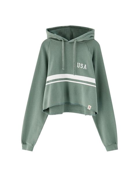 Sudadera Capucha Franja Verde