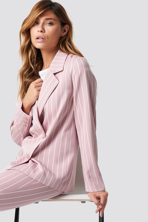 Na-kd Classic Pink Striped Blazer - Pink